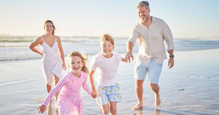 travel-running-happy-with-family-beach-bali-holiday-love-summer-freedom-smile-support-holding-hands-with-parents-children-vacation-wellness-trust-together